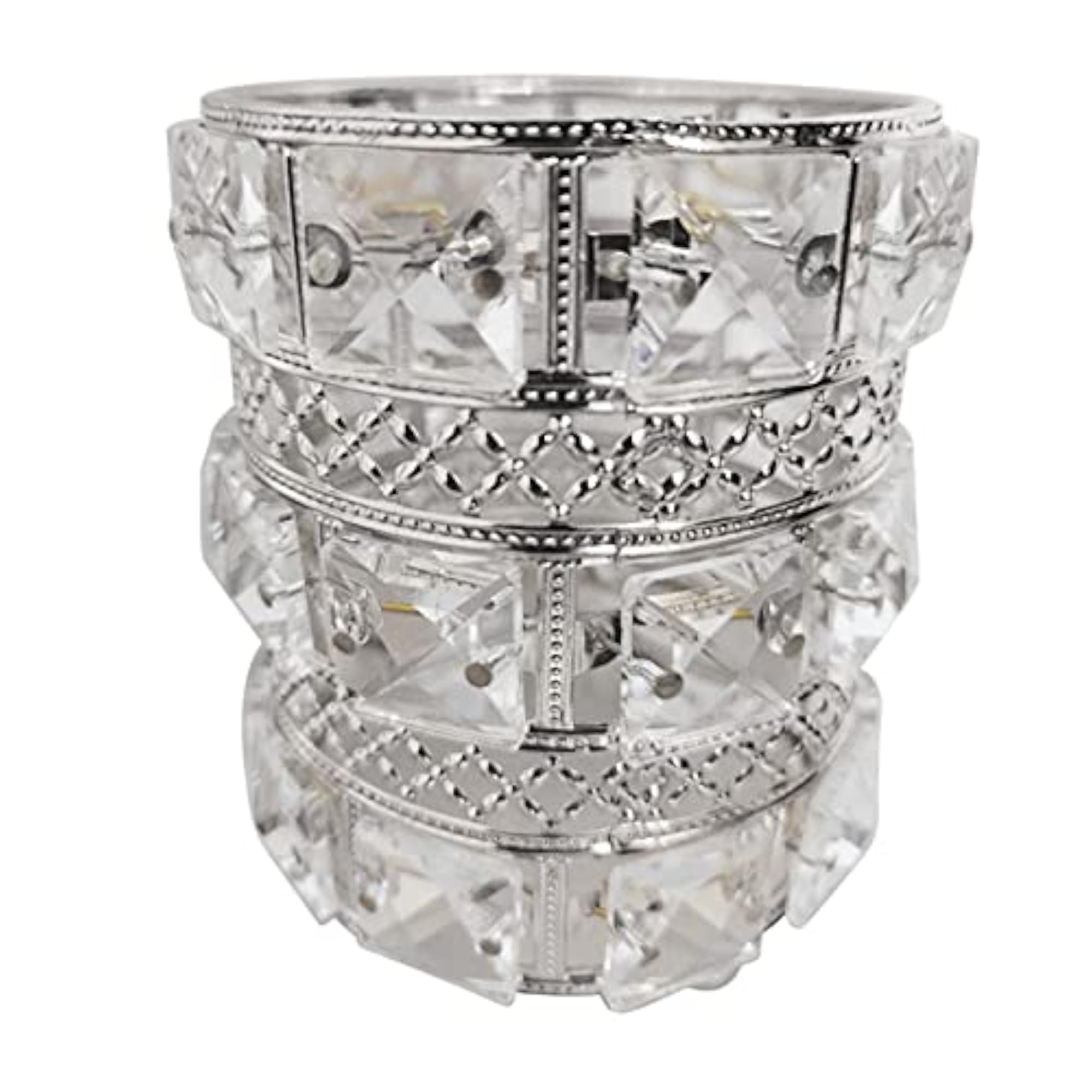 Metal Makeup Brush Pencil Cup Holder Decorated with Beads