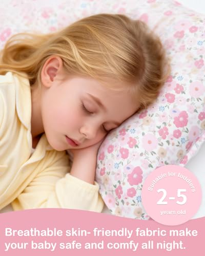 Image of ALVABABY Toddler Pillowcases 2 Pack Organic Cotton Fit 13 inchx 18 inch or 14 inchx19 inch Kids Pillow Cover Envelope for Girl Boy Travel Floral 2L-TPW38A