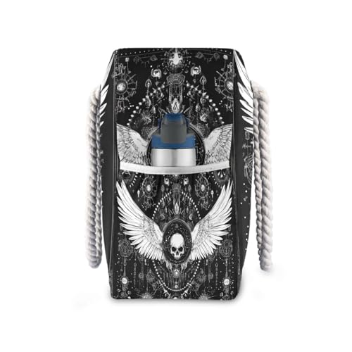 Evil Skull Black Gothic Duffel Bags For Traveling Waterproof Sandproof with side pockets Large Tote Bag Travel for Pool Gym Grocery Travel3