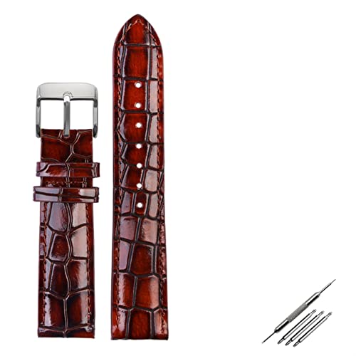 Correa de reloj de piel de 18mm con grabado de cocodrilo y hebilla de acero para hombre y mujer