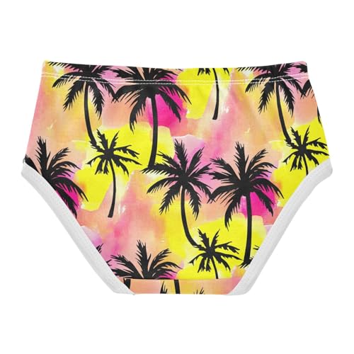 Joisal Durable Toddler Girls Underwear 2t Cotton Panties for Girl Black Palm Trees Watercolor Cucoloris Underpants Briefs2