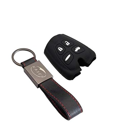 kaser Funda Silicona para SAAB – Carcasa Llaveros 4 Botones para Coche 93 95 9.3 9.5 9-3 9-5 Cover Case Protección Remoto Mando Auto (Negro/Solo Keyless GO)