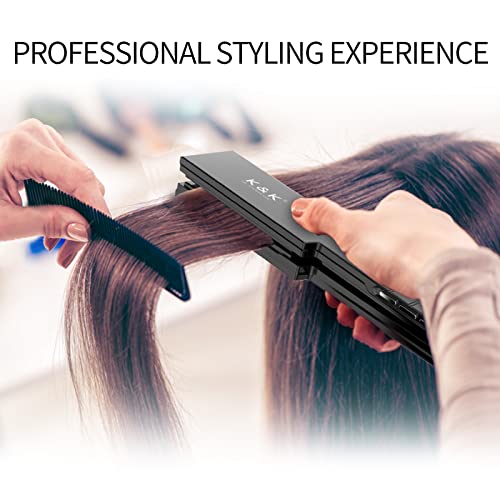 K&K Hair Straightener 1 3/4 Inch Professional Wide Titanium 1.75" Flat Iron Max 450℉ For Straight And Curly Hair Thick Hair & Black Woman Hair & Curly Hair Dual Voltage #TOP6