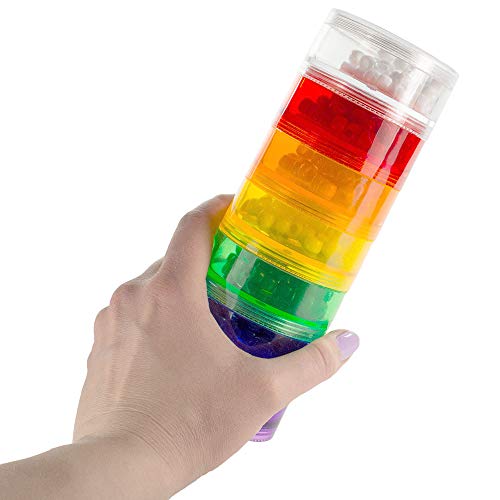 Gms 7 Stack-Able Pill Organizers With 2 Lids And 7 Day Adhesive Labels For Organizing Vitamins, Supplements, And Medications (Medium Rainbow, 7 3/4 Inches In Height 2 Inches In Diameter) #TOP6