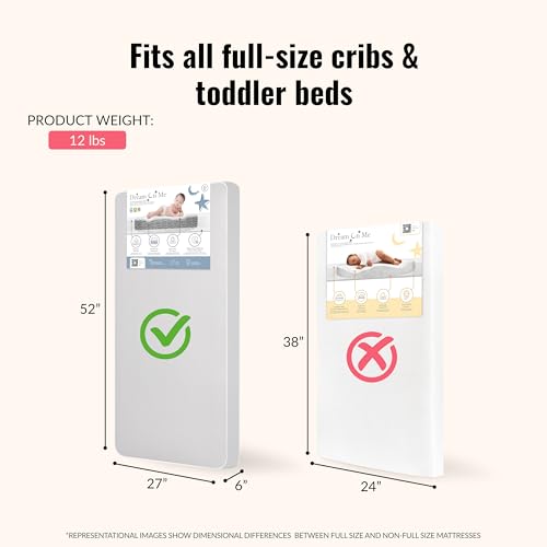 Image of Dream On Me Superior Slumber Mattress, Fits Standard Full-Size Cribs & Toddler Beds, Reversible Design, 52 inch x 28 inch x 6 inch, Waterproof Vinyl Cover, GREENGUARD Gold & BSA Certified
