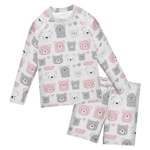 Bear Animal Cute Baby Boys' Toddler Long Sleeved Rashguard Swim Bathing Suit Set B0403615