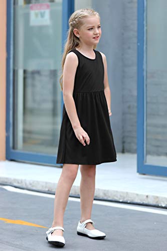 GORLYA Cute Girl's Summer Casual Party A-line Midi Tank Dress with Pockets for 4-14T Kids3