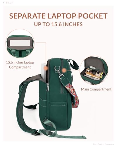 Mochila de cuero para laptop 15.6 pulgadas mujer SYTRAH miniatura 4