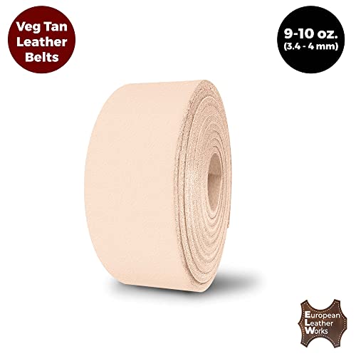 Elw Leather Blank Belt - 9-10 Oz (3.4-4Mm) Thickness - Size 1-1/2"X72" (3.81X182Cm) Cowhide Vegetable Tanned - Full Grain Strip, Strap - Ideal For Diy Belts - For Tooling, Crafting & Stamping #TOP2