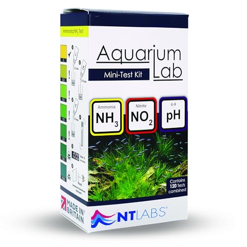 NT Labs Aquarium Lab Mini-Test Kit (3 Key Parameters - pH, Nitrite and Ammonia), Maintain Excellent Water Quality, Accurate Results, Liquid Drop Tests (Contains 120 Tests Combined)