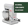Ristoattrezzature Planetaria Impastatrice Professionale Monofase - Capacità 5 lt (Capacità Farina 500g, Capacità Impasto 2 kg) - Giri Motore 0-302 Rpm, Potenza 0.5 kW