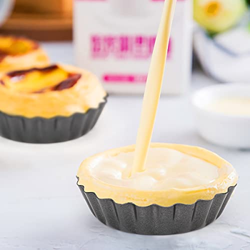Cyimi 12 Pcs Egg Tart Molds, 3" Mini Tart Pans Removable Bottom, Cupcake Cake Muffin Mold Tin Pan Baking Tool, Reusable Quiche Bakeware Carbon Steel For Pies, Quiche, Cheese Cakes, Desserts #TOP2
