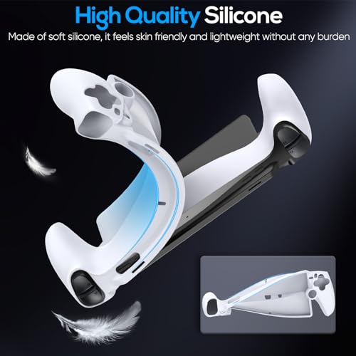 FYOUNG Protective Case for Playstation Portal, Silicone Soft Cover Case with Full Protection and Non-Slip Thumb Grips Accessories Kit for PS Portal - White - Image 2