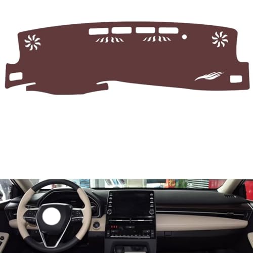 Anti-Slip Sun-Proof Dashboard Cover Compatible with Toyota Avalon, Premium Leather (Brown)