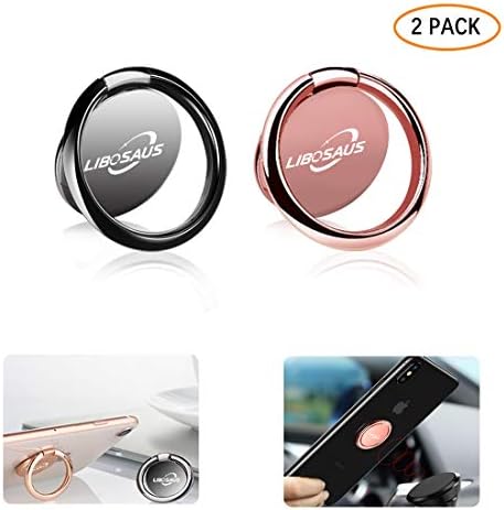 Phone Ring Finger Kickstand Thin Magnetic Cell Phone Ring Holder Grip for Metal Car Mount Ring for Phone Compatible with All Smartphones 2 Pack