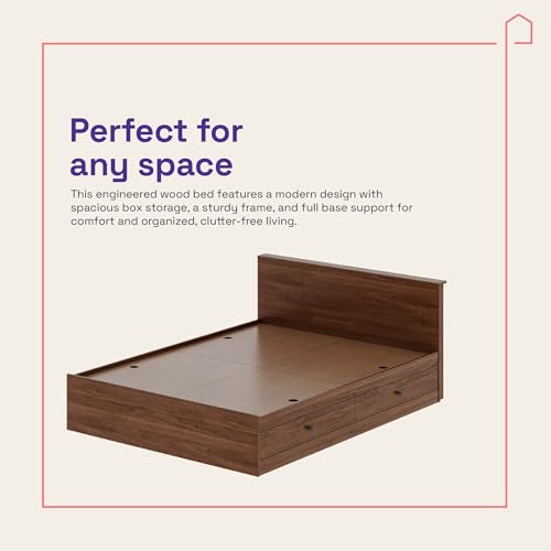 Image of Wakefit Bed | 1 Yr Warranty | Bed Queen Size, Comes with Drawer Side Storage, Noise-Free, Density: 680-750 kg /m (Taurus 78 x 60 - Columbian Walnut)
