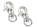 2 pc ALAZCO Mini Chrome Lobster Claw Trigger Snap Hook with Swivel Eye - Pet Leash Purse Strap - 1-1/4