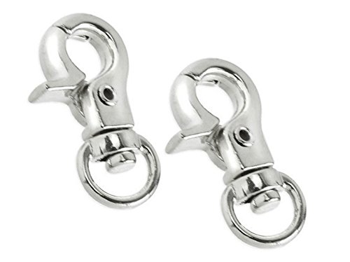 2 pc ALAZCO Mini Chrome Lobster Claw Trigger Snap Hook with Swivel Eye - Pet Leash Purse Strap - 1-1/4