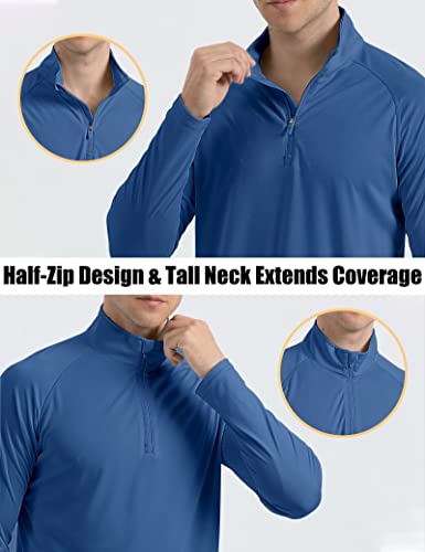 Magcomsen Men's Quick Dry Long Sleeve Tee - Blue Grey, Sun Protective, Hiking, Fishing, Summer Shirt #TOP5