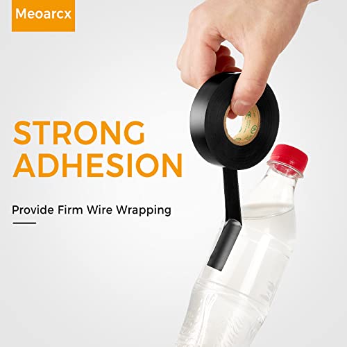 Meoarcx Electrical Tape Black Vinyl Pvc-10 Pack 3/4 In X 66 Ft 7 Mil Waterproof Electric Tape Flame Retardant, Heat & Weather Resistant Insulation Tape Under 600V Indoor Outdoor Wire Wrapping Harness #TOP2