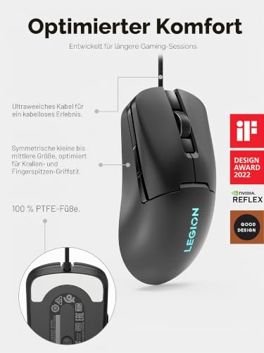Lenovo Legion M300s RGB Gaming-Maus, bis zu 8000 DPI, 6 programmierbare Tasten, RGB 16,8 Millionen Farben – Ansicht 4
