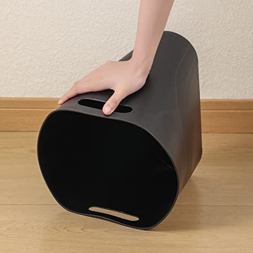 Image of rejomiik Small Trash Can, Slim Garbage Can Plastic Waste Basket with Handles 3.5 Gallon Container Bin for Narrow Spaces Bathroom, Bedroom, Kitchen, Office at Home, 2 Pack Black