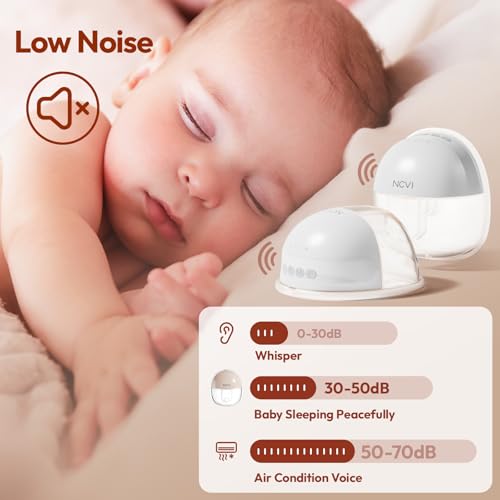 NCVI Hands Free Breast Pump 8111, Wearable Breastfeeding Pump, Electric Portable Pump with 4 Modes & 9 Levels, Strong Suction & Ultra Quite, Rechargeable Wireless Milk Pump, 21/24mm Flanges, 2 Pack