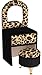 Joyero con diseño de leopardo con espejo y taburete pequeño