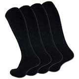 sockenkauf24 4 Paar Herren THERMO Kniestrümpfe Winter Innenfrottee Vollfrottee extra warm 22350 (Schwarz 43-46)