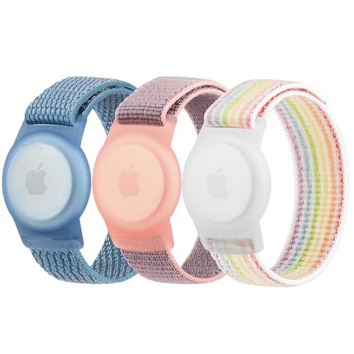 3 Pack Nylon AirTag Bracelet for Kids, Soft Nylon AirTag...