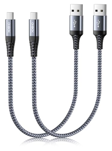 Short USB to USB C Cable Fast Charging 1FT, 2 Pack USB A to USB C Cable for