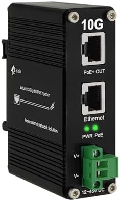Amazon.com: 10G PoE Injector - Industrial 10 Gigabit IEEE802.3bt 60W ...