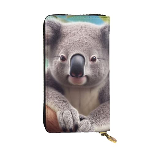 Portefeuille koala long en cuir pour homme et femme avec fermeture éclair