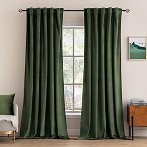 MIULEE Velvet Curtains 84 inches 2 Panels – Luxury Blackout Curtains for Bedroom Living Room Thermal Insulated Super Soft Window Drapes Rod Pocket & Back Tab, Olive Green, W52 x L84 inches