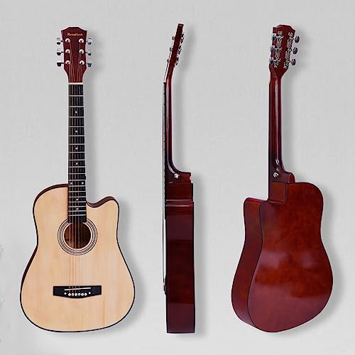 Rosefinch Guitare acoustique 3/4 Cordes en acier 96,5 cm Folk Cutaway Guitare en bois pour débutants adultes et enfants débutants Kit de guitare avec sac d’accordeur, capodastre, enrouleur de cordes - Les Beatles, Paul McCartney, John Lennon, RIngo Starr, George Harrison Rosefinch Guitare acoustique 3/4 Cordes en acier 96,5 cm Folk Cutaway Guitare en bois pour débutants adultes et enfants débutants Kit de guitare avec sac d'accordeur, capodastre, enrouleur de cordes – Image 5