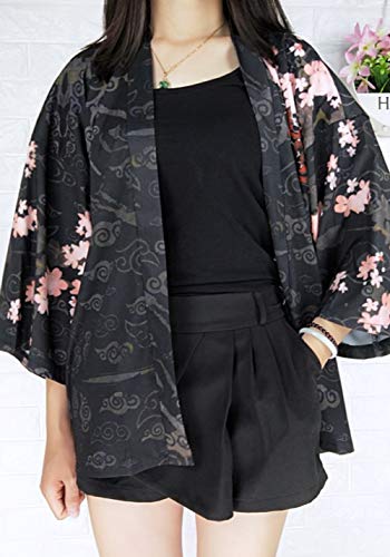 Image of LAI MENG FIVE CATS Women's Summer Cardigan Lightweight Kimono Floral Print Loose Cover up Casual Tops