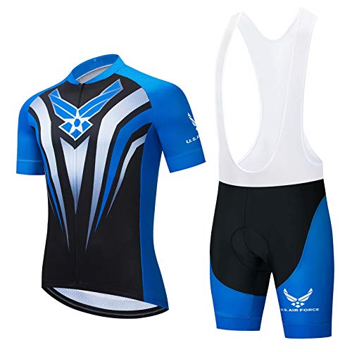 U.S. Air Force Cycling Sets Bike Uniform Summer Cycling Jersey Set Road Bicycle Jerseys MTB Breathable Cycling Clothing (Sets,L)