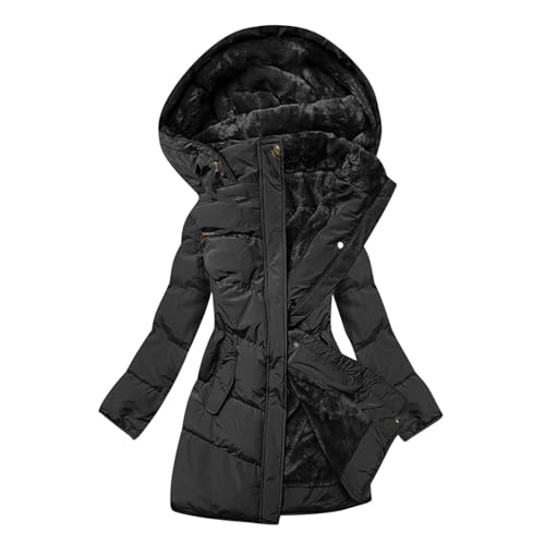 Women's Hooded Puffer Jacket Warm Down Coat Waterproof Fleece Jackets Quilted Outerwear Extreme Cold Winter Coats