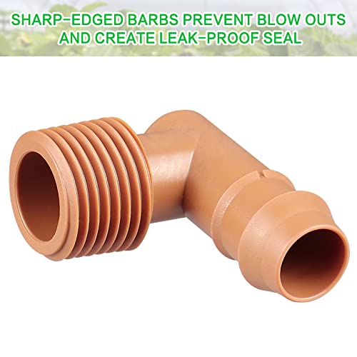 Gardrip 1/2 Inch Threaded Drip Irrigation Male Adapter：drip Irrigation Universal Pvc Adapter 1/2" Male Pipe Thread (Mpt) X 1/2" Barb Elbow Swing Pipe Irrigation Fittings (10 Pack) #TOP4