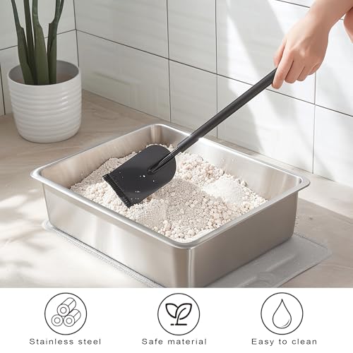 Arenero de Acero Inoxidable para Gatos Grandes 17.5" L miniatura 4