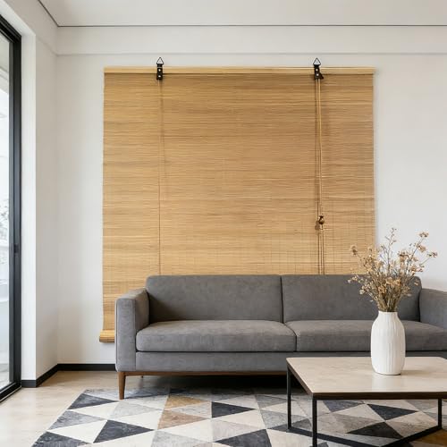 Estores Enrollables de Bambú Natural 30 x 200 cm Filtro de Luz, Protección Solar y Privacidad Estores Bamboo, Cortina Persiana de Madera Puertas O Ventanas Personalizable, A