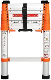 TIQTAK Telescoping Attic Ladder 8.5 FT Aluminum Extension Collapsible Ladder with One-Button Retraction Multi-Purpose Extendable Telescopic Ladder Portable for Household or RV Work