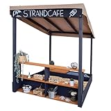 Meppi Sandkasten aus Holz mit Verkaufstheke und Dach - Sandkiste mit Matschwannen und Sitzbank - Sandbox für Kinder