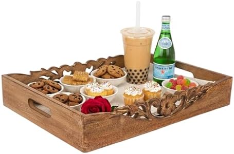 Mela Artisans Orchid Mango Wood Serving Tray - Medium Burnt, 16x1...