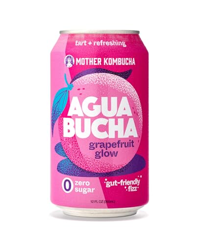 Agua Bucha | Kombucha Infused Sparkling Water | Grapefruit Flavor | Light & Delicious | Rich with Vitamins & Only 4 Calories | USDA Organic | No Artificial Ingredients | High B12 |12 fl Oz (12 pack)