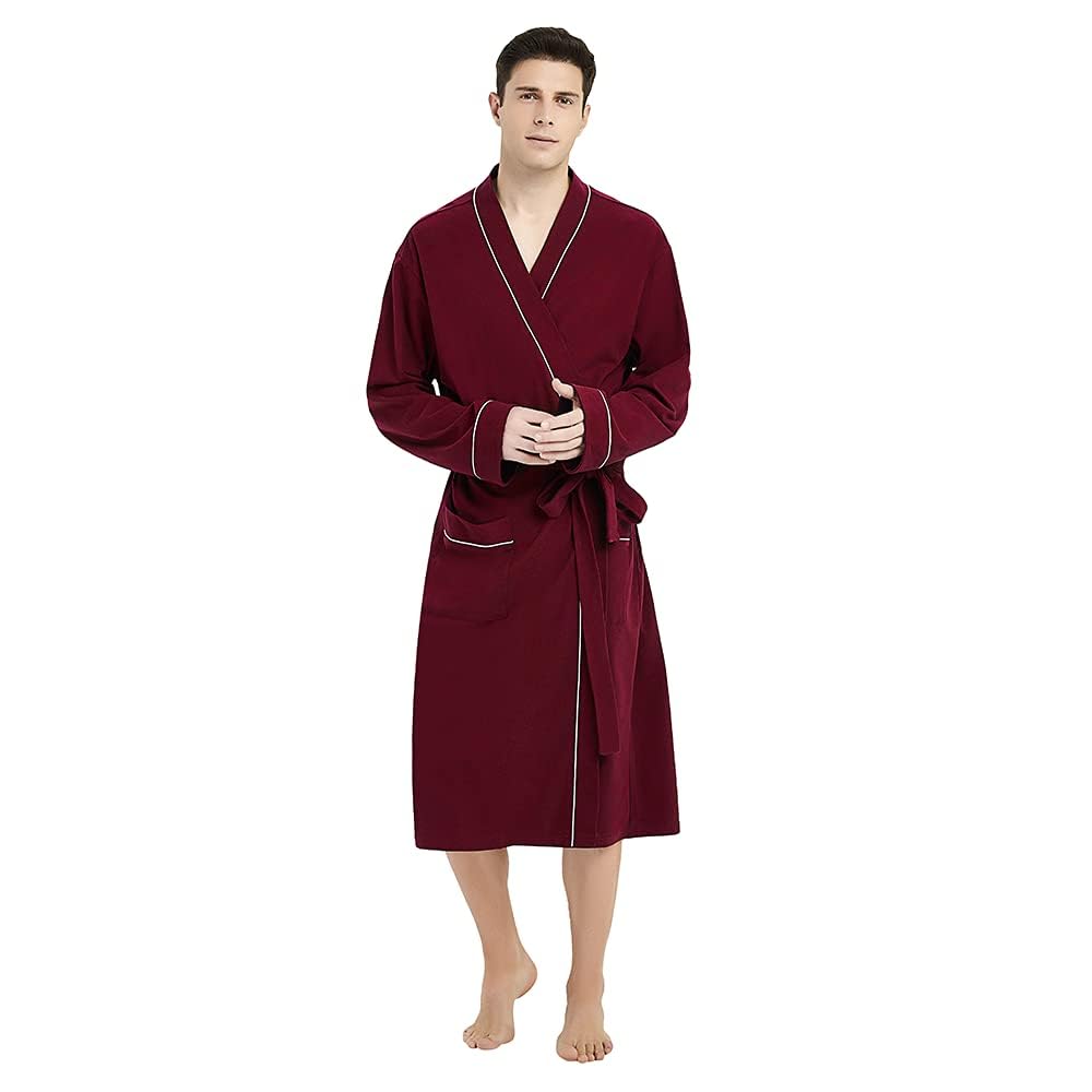 U2SKIIN Mens 100% Cotton Robe Lightweight Knit Bathrobe