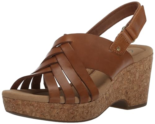 Sandales compensées Clarks Giselle Ivy en cuir marron chic