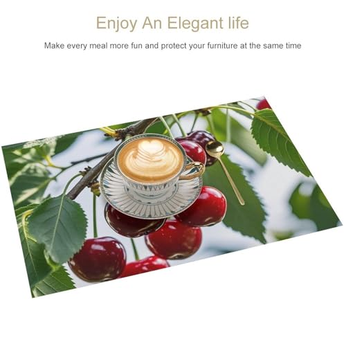 Set de table PVC cerises x6 antidérapant et résistant à la chaleur