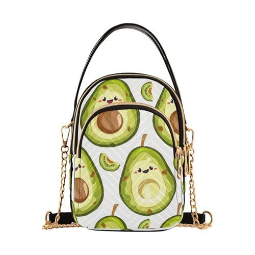 Sac à main à bandoulière motif avocat vert original à poches