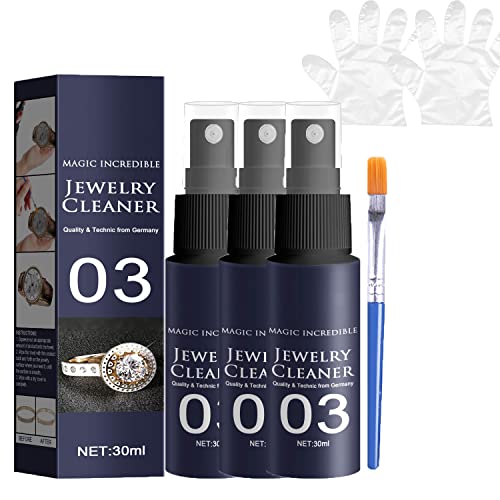 Jewelry Cleaner 03 Spray, Jewelry Cleaner Spray, Diamond-Shine Jewelry Cleaner, Quick Jewelry Cleaning Spray, All-Purpose Cleaner Anti Tarnish For Earrings, Rings, Necklaces, Anklets (30Ml,3 Set) #TOP10